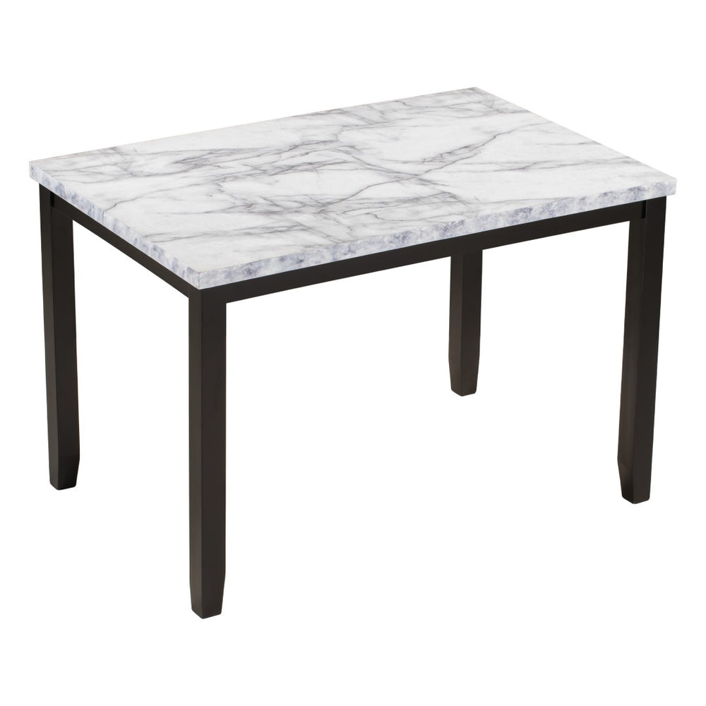 English Elm Trexm Faux Marble Dining Set Rubberwood Frame Copper Nail-head Trim Seats Four WF288300AAK
