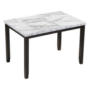 English Elm Trexm Faux Marble Dining Set Rubberwood Frame Copper Nail-head Trim Seats Four WF288300AAK