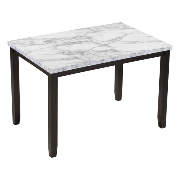 English Elm Trexm Faux Marble Dining Set Rubberwood Frame Copper Nail-head Trim Seats Four WF288300AAK