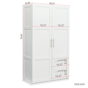 English Elm High Versatile Storage Cabinet With 2 Doors, 2 Drawers & 5 Compartments For Modern Spaces W331S00071