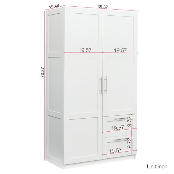 English Elm High Versatile Storage Cabinet With 2 Doors, 2 Drawers & 5 Compartments For Modern Spaces W331S00071