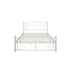 English Elm Full Size Steel Bed Frame with Floral Headboard Footboard for Quiet Restful Nights W21428123