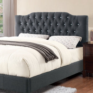 English Elm Modern Blue-Grey Upholstered Tufted Full Size Bedframe With Stylish Headboard For Elegant Bedrooms HS00F9333F-ID-AHD