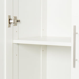English Elm Pantry Adjustable 2-Door Storage Cabinet with 3 Shelves, Slim White Freestanding Cupboard for Home W331S00076
