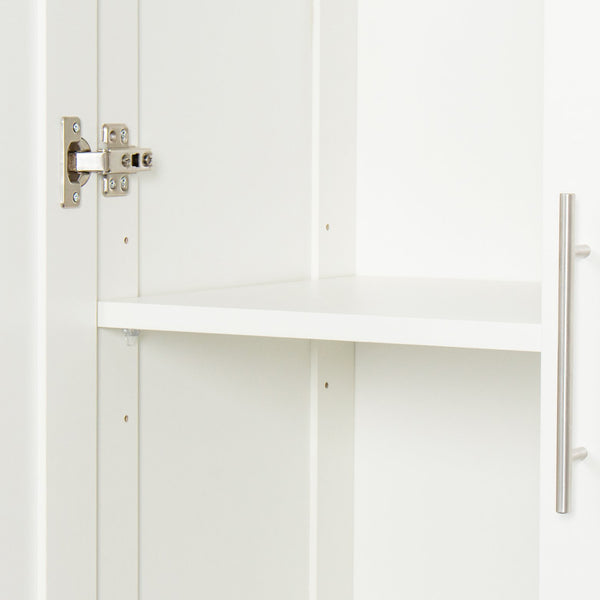 English Elm Pantry Adjustable 2-Door Storage Cabinet with 3 Shelves, Slim White Freestanding Cupboard for Home W331S00076