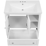 English Elm [Video] 30" Bathroom Vanity With Sink, Bathroom Storage Cabinet With Doors and Drawers, Solid Wood Frame, Ceramic Sink, White