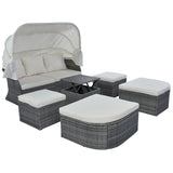 Hearth and Haven Spokane Outdoor Patio Furniture Set with Retractable Canopy, Beige
