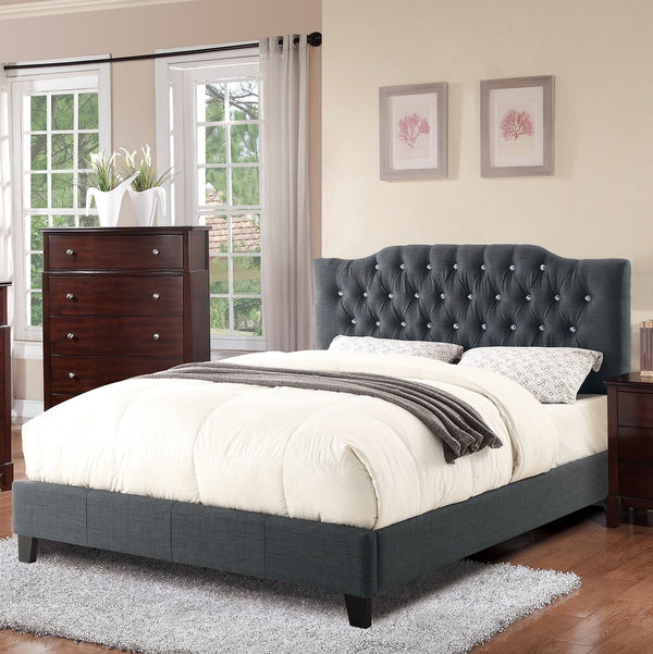 English Elm Modern Blue Grey Tufted Queen Bedframe - Elegant Upholstered Headboard For Stylish Bedroom Retreat HS00F9333Q-ID-AHD