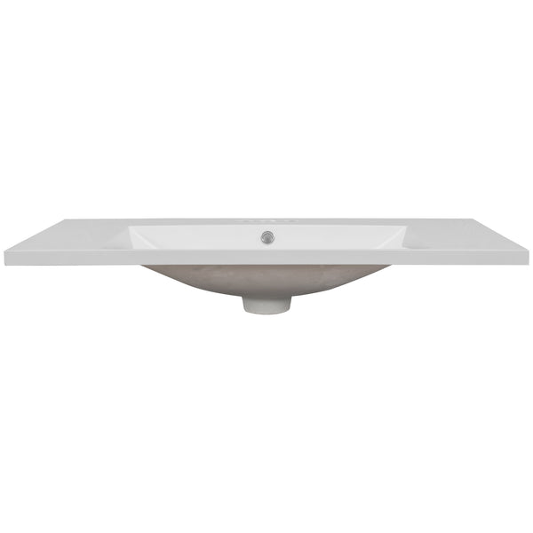 English Elm 36" Modern Ceramic Vanity Top with White Undermount Basin, Center Sink, 3-Hole 4" Faucet Ready N725P171539K
