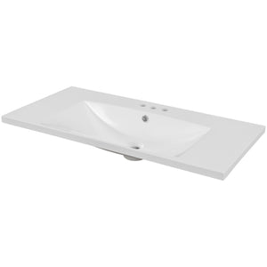 English Elm 36" Single Bathroom Vanity Top With White Basin, 3-Faucet Holes, Ceramic, White