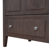 English Elm 36" Bathroom Vanity Base Only, Solid Wood Frame and Mdf Boards, Brown