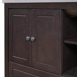 English Elm 30" Bathroom Vanity Base Only, Solid Wood Frame, Bathroom Storage Cabinet With Doors and Drawers, Brown