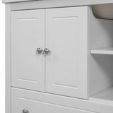 English Elm 30" Bathroom Vanity Base Only, Solid Wood Frame, Bathroom Storage Cabinet With Doors and Drawers, White