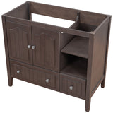 English Elm 36" Bathroom Vanity Base Only, Solid Wood Frame and Mdf Boards, Brown