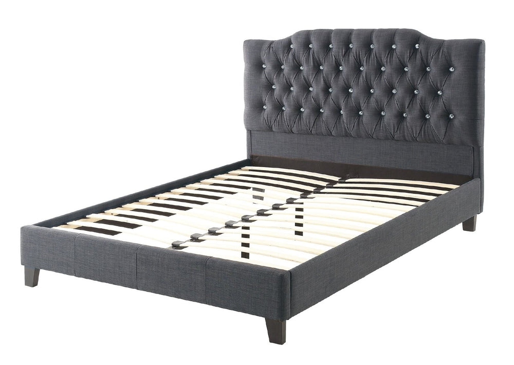 English Elm Modern Blue Grey Tufted Queen Bedframe - Elegant Upholstered Headboard For Stylish Bedroom Retreat HS00F9333Q-ID-AHD