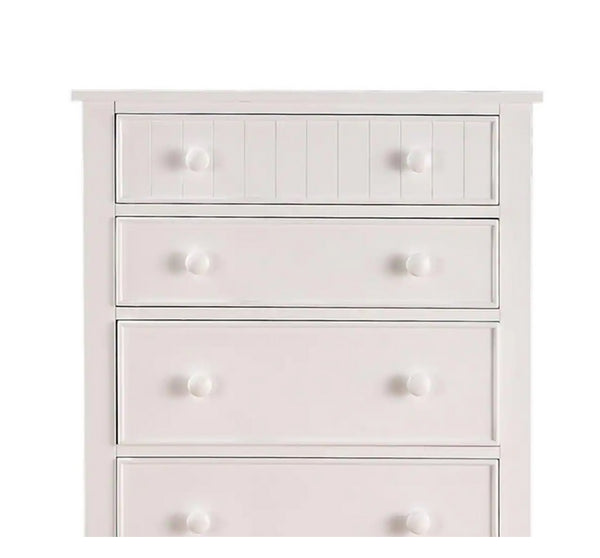 English Elm Contemporary 5-Drawer Chest with Pine Veneer & Open Shelf for Bedroom Storage, Sleek Minimal Design White 51 L x 34 W x 20 H HS00F4239-ID-AHD