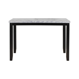 English Elm Trexm Faux Marble Dining Set Rubberwood Frame Copper Nail-head Trim Seats Four WF288300AAK
