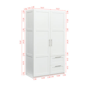 English Elm High Versatile Storage Cabinet With 2 Doors, 2 Drawers & 5 Compartments For Modern Spaces W331S00071