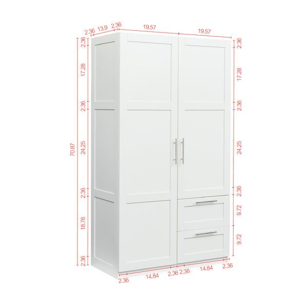 English Elm High Versatile Storage Cabinet With 2 Doors, 2 Drawers & 5 Compartments For Modern Spaces W331S00071