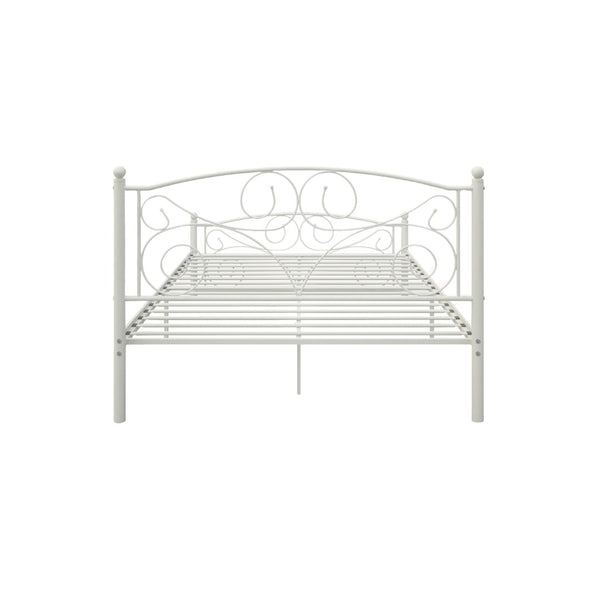 English Elm Full Size Steel Bed Frame with Floral Headboard Footboard for Quiet Restful Nights W21428123