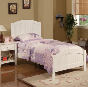 English Elm White Full Size Bedframe with Vertical Carved Headboard, Modern Youth Bedroom, Rubberwood Build Durable Elegant B011S01982