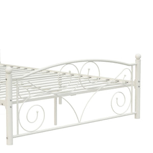 English Elm Full Size Steel Bed Frame with Floral Headboard Footboard for Quiet Restful Nights W21428123