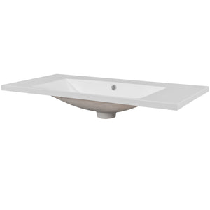 English Elm 36" Modern Rectangular Ceramic Vanity Top with Center Undermount Sink, 3-Hole, White, Sleek Edge WF283481AAK