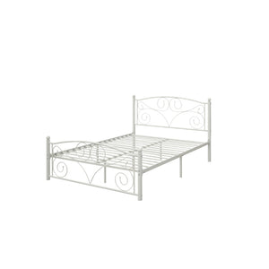 English Elm Queen Metal Bed Frame Floral Cutout Headboard Footboard Steel Bedroom Furniture W21428122