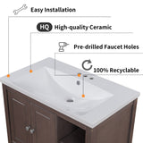 English Elm [Video] 30" Bathroom Vanity With Sink, Bathroom Storage Cabinet With Doors and Drawers, Solid Wood Frame, Ceramic Sink, Brown (Old Sku: Jl000002Aad)