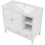 Hearth and Haven Lowell Bathroom Vanity with Basin and Cabinet, White