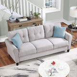 English Elm Modern Living Room Sofa Set Linen Upholstered Couch Furniture For Home Or Office ,Light Grey,(1+3-Seat,Old Sku:Sg000366Aaa)