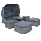 Hearth and Haven Spokane Outdoor Patio Furniture Set with Retractable Canopy, Grey