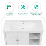 Hearth and Haven Lowell Bathroom Vanity with Basin and Cabinet, White
