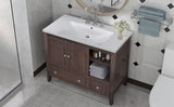 English Elm [Video] 36" Bathroom Vanity With Ceramic Basin, Bathroom Storage Cabinet With Two Doors and Drawers, Solid Frame, Metal Handles, Brown (Old Sku: Jl000003Aad)