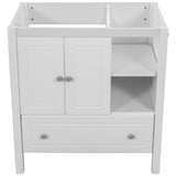 English Elm 30" Bathroom Vanity Base Only, Solid Wood Frame, Bathroom Storage Cabinet With Doors and Drawers, White