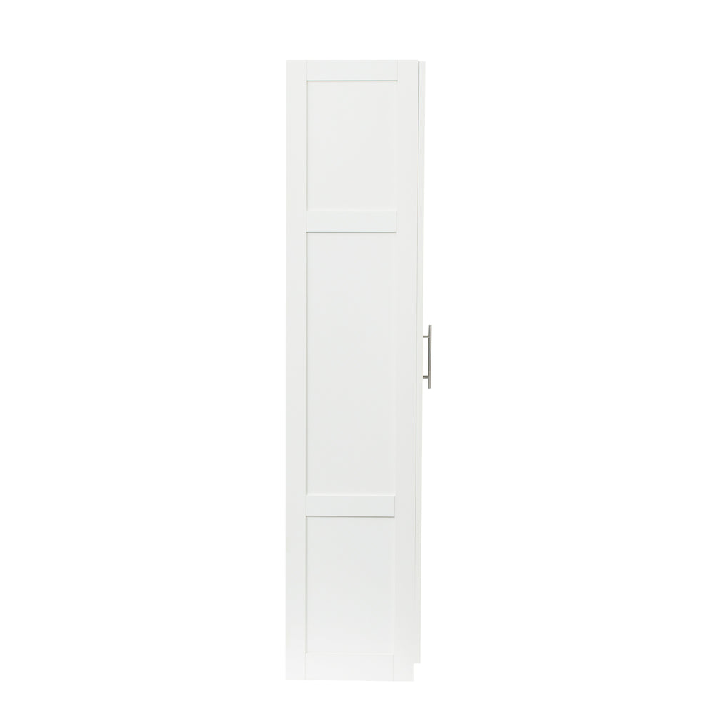 English Elm Pantry Adjustable 2-Door Storage Cabinet with 3 Shelves, Slim White Freestanding Cupboard for Home W331S00076