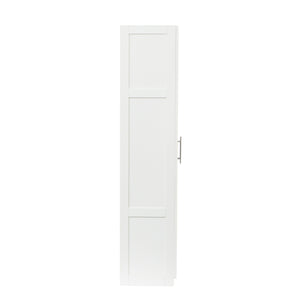 English Elm Pantry Adjustable 2-Door Storage Cabinet with 3 Shelves, Slim White Freestanding Cupboard for Home W331S00076
