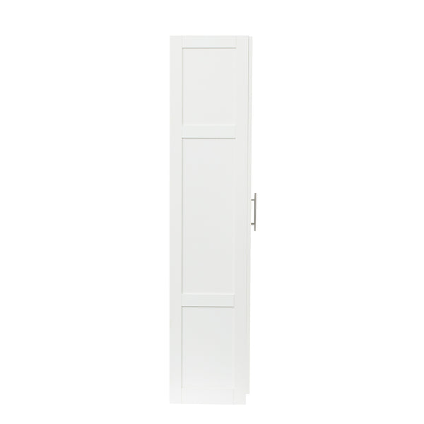 English Elm Pantry Adjustable 2-Door Storage Cabinet with 3 Shelves, Slim White Freestanding Cupboard for Home W331S00076