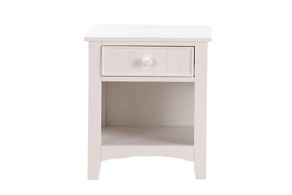 English Elm White Modern Nightstand with Drawer & Open Shelf, Pine Veneer MDF, 22x16x24" Compact Accent Table HS00F4238-ID-AHD