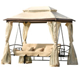 Akron Outdoor Gazebo with Convertible Swing Bench and Mosquito Netting