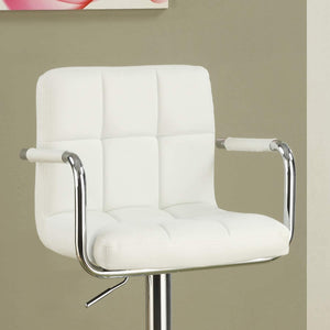 English Elm White Faux Leather Bar Stool Set of 2 Adjustable Counter Height Tufted Padded Back Seats with Armrests White 22 L x 21 W x 22 H HS00F1567-ID-AHD