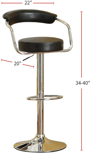 English Elm Contemporary Adjustable Height Bar Stools Set of 2 with Tufted Faux Leather Seats, Padded Arms and Back Black 16 L x 21 W x 23 H HS00F1559-ID-AHD