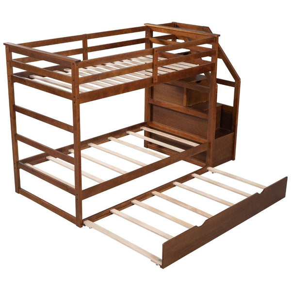 English Elm Twin-over-twin Bunk Bed with Trundle Stair Storage Kids Shared Bedroom White LT000064AAD