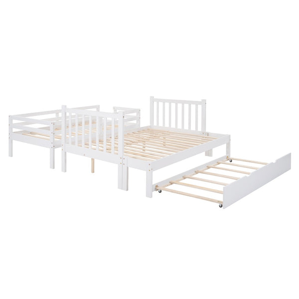 English Elm Twin Over Full Bunk Bed with Staircase Storage Drawers and Pull Out Trundle LT000025AAK-1