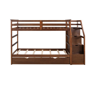 English Elm Twin-over-twin Bunk Bed with Trundle Stair Storage Kids Shared Bedroom White LT000064AAD