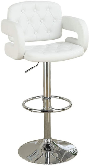 English Elm Classic Tufted Faux Leather Armrest Bar Stool with Chrome Base, Adjustable Height Swivel Comfort White 17 L x 23 W x 21 H HS00F1562-ID-AHD