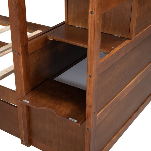 English Elm Twin-over-twin Bunk Bed with Trundle Stair Storage Kids Shared Bedroom White LT000064AAD