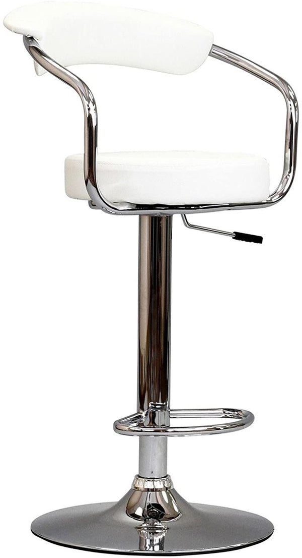 English Elm Contemporary White Diner Bar Stools Set of 2 – Adjustable Swivel Counter Height, Cushioned Retro PVC Seats HS00F1560-ID-AHD