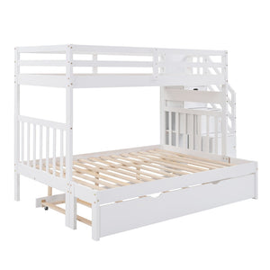 English Elm Twin Over Full Bunk Bed with Staircase Storage Drawers and Pull Out Trundle LT000025AAK-2