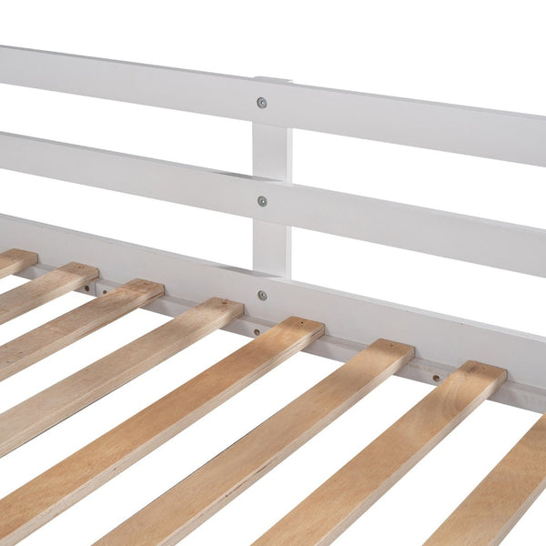 English Elm Twin-over-twin Bunk Bed with Trundle Stair Storage Kids Shared Bedroom White LT000064AAK